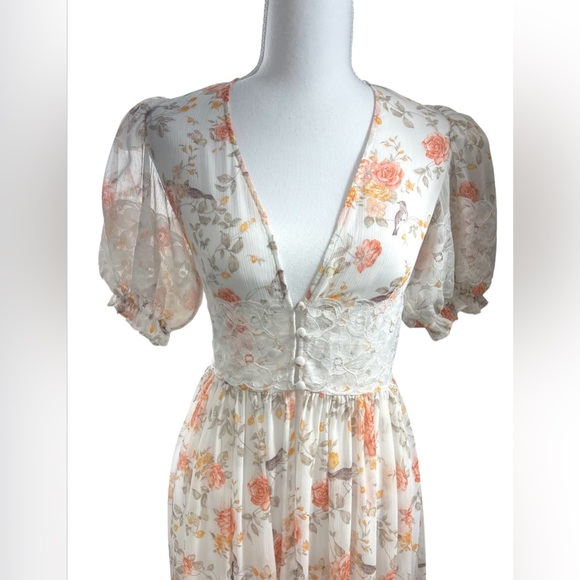 WeWoreWhat Lace Floral Duster‎ Cottagecore Prairie Lingerie Swim Cover Up Dress - Picture 9 of 16